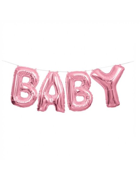 Folienballon Buchstaben Girlande Baby rosa  2,74m