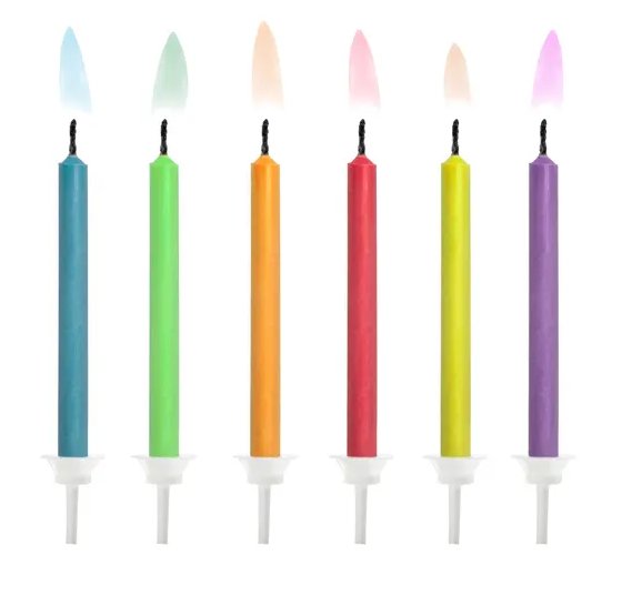 6-24 Stück farbige bunte Flamme Kerzen Geburtstagskerze Kinderparty Feier 