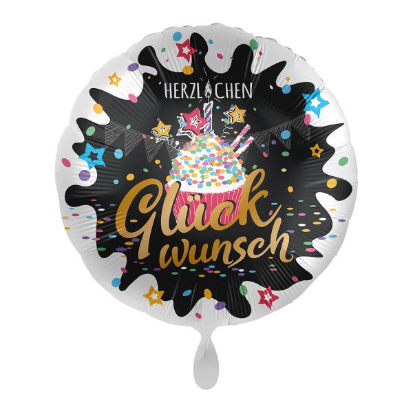 Folienballon Glückwunsch Cupcake 43cm rund schwarz