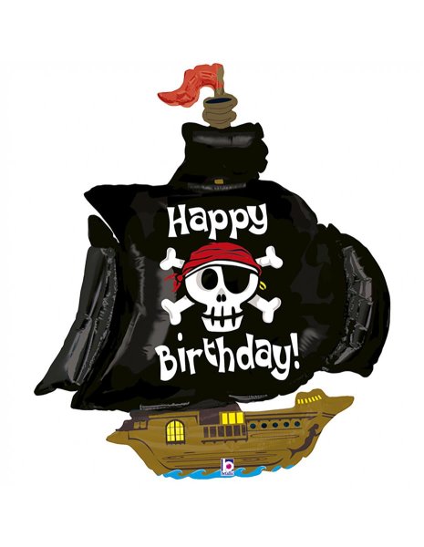 Folienballon Piratenschiff Happy Birthday