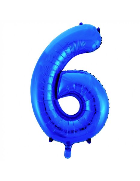 Folienballon Zahl Nr. 6 blau 86cm