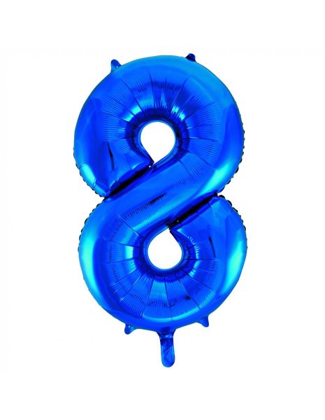 Folienballon Zahl Nr. 8 blau 86cm