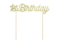 Cake Topper 1st Birthday gold 21cm