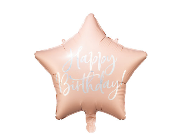 Folienballon Stern hellrosa Happy Birthday 50cm
