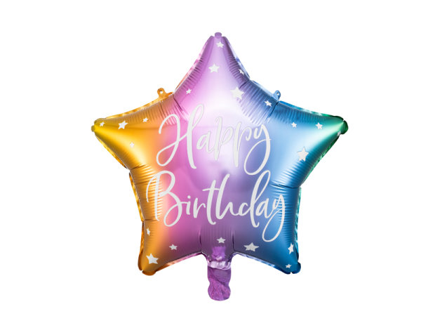 Folienballon Stern regenbogenfarben Happy Birthday 50cm