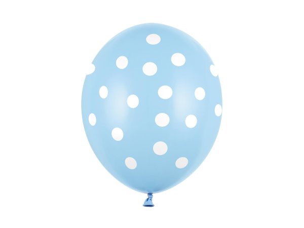 6x Latexballon blau pastell Punkte weiß 30cm