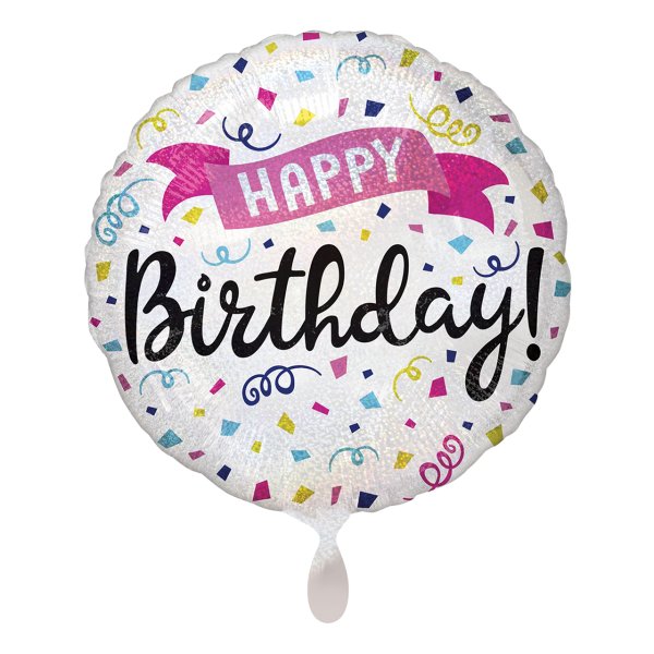 Folienballon rund bunt Happy Birthday 45cm
