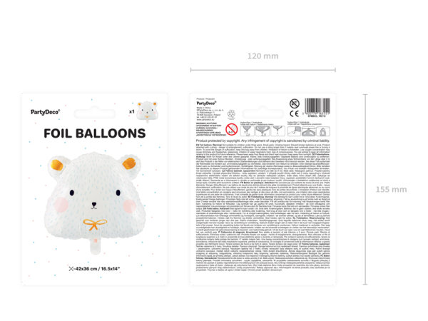 Folienballon Eisbär weiß 51x45cm