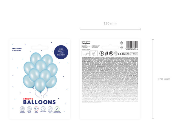 10x Latexballon Strong hellblau metallic 30cm