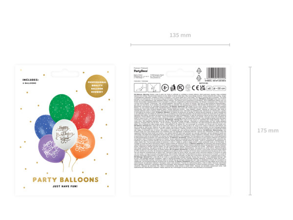 6x Latexballon Strong Happy Birthday to you bunt pastell 30cm
