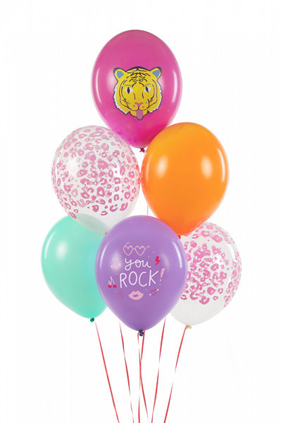 6x Latexballon Strong Tiger You Rock bunt pastell 30cm