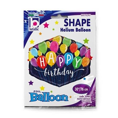 Folienballon Schild schwarz Ballons Happy Birthday 76cm