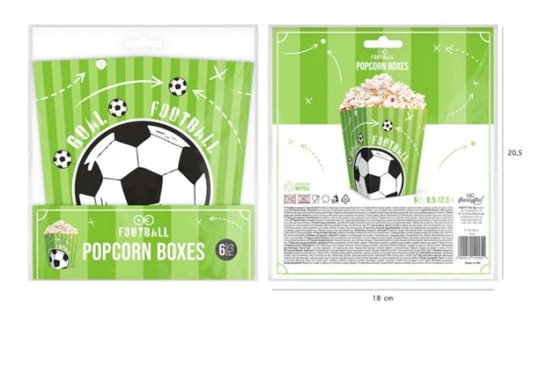 6x Popcornbox Fußball 12,5x8,5cm