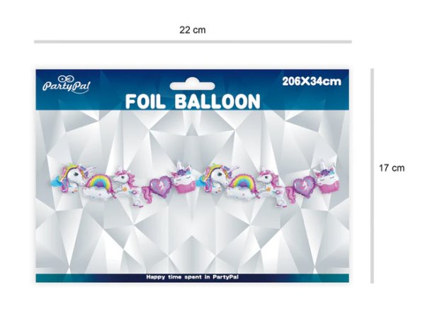 Folienballon Girlande Einhorn 206x34cm