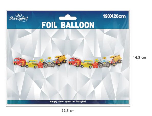 Folienballon Girlande Fahrzeuge 190x20cm