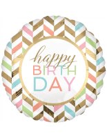 Folienballon rund bunt metallic Happy Birthday 71cm