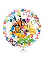 Folienballon rund Mickey und Freunde Happy Birthday grün...